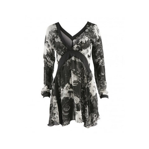 All Saints Charcoal Grey Silk Print Dress Size M - Whispers Dress Agency - Womens Dresses - 1