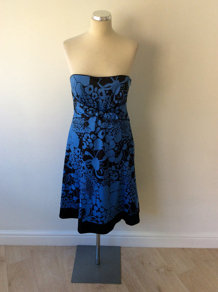 BRAND NEW COAST BLUE & BLACK STRAPLESS COTTON DRESS SIZE 12 - Whispers Dress Agency - Womens Dresses - 1