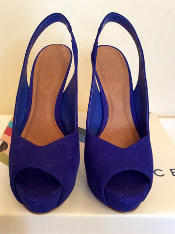Office Cobalt Blue Suede Slingback Peeptoe Heels Size 7/40 - Whispers Dress Agency - Sold - 3