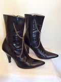 Hugo Boss Black Leather Silver Chain Trim Ankle Boots Size 5/38 - Whispers Dress Agency - Sold - 3