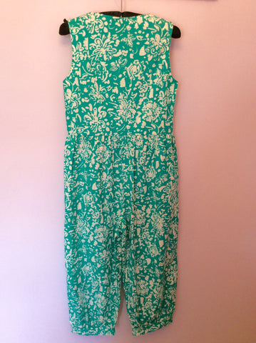 Vintage Laura Ashley Green & White Print Cotton Jumpsuit Size S - Whispers Dress Agency - Sold - 2