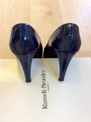 RUSSELL & BROMLEY BLUE PATENT LEATHER HEELS SIZE 6/39 - Whispers Dress Agency - Womens Heels - 5