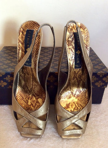 Patrick Cox Macy Old Flair Gold Leather Slingback Heels Size 7/40 - Whispers Dress Agency - Womens Heels - 4