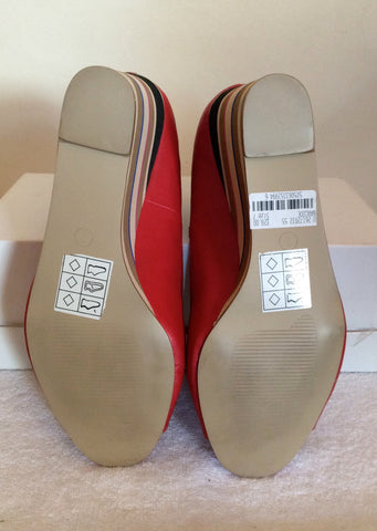 Brand New Red Level Red Peeptoe Striped Wedge Heels Size 7/40 - Whispers Dress Agency - Womens Wedges - 5