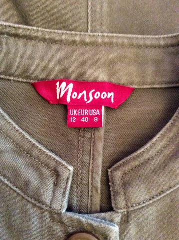 Monsoon Khaki Green Cotton Jacket Size 12 - Whispers Dress Agency - Womens Coats & Jackets - 3