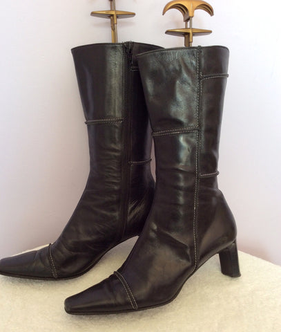Lorbac Black Leather Calf Length Boots Size 5/38 - Whispers Dress Agency - Sold - 2