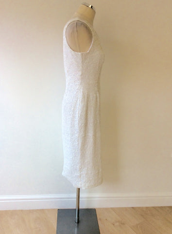 THE PRETTY DRESS COMPANY WHITE SEQUINNED ONE SHOULDER COCKTAIL DRESS SIZE 14 - Whispers Dress Agency - Womens Dresses - 3