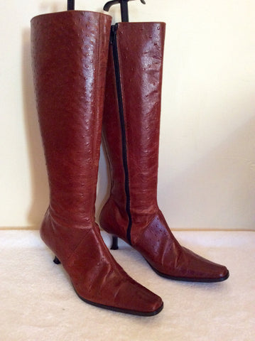 Red Or Dead Chestnut Brown Leather Boots Size 4/37 - Whispers Dress Agency - Sold - 1