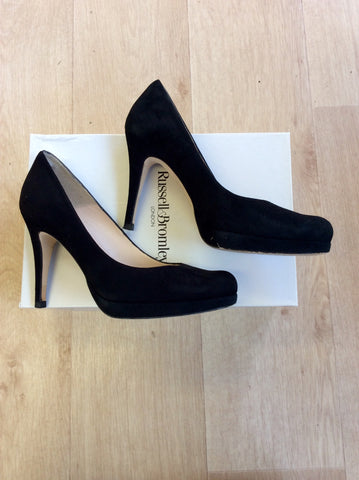 RUSSELL & BROMLEY BLACK SUEDE PLATFORM HEELS SIZE 6/39 - Whispers Dress Agency - Sold - 3