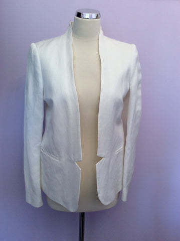 Smart Zara White Linen Blend Jacket Size M - Whispers Dress Agency - Sold - 1