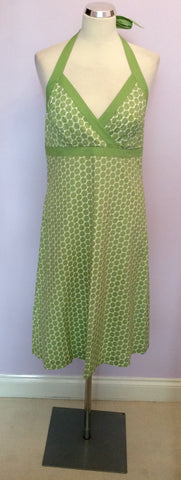 Boden Green & White Floral Print Cotton Halterneck Dress Size 12R - Whispers Dress Agency - Sold - 1