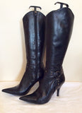 Russo Black Leather Studded Trim Heeled Boots Size 5/38 - Whispers Dress Agency - Sold - 2