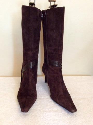 Oppus Dark Brown Suede Calf Length Boots Size 6/39 - Whispers Dress Agency - Womens Boots - 2