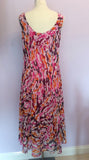Per Una Pink, White, Orange & Grey Print Dress Size 16L - Whispers Dress Agency - Sold - 2