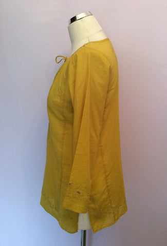Hobbs Mustard Yellow Embroidered Cotton Tunic Top Size 8 - Whispers Dress Agency - Womens Tops - 2