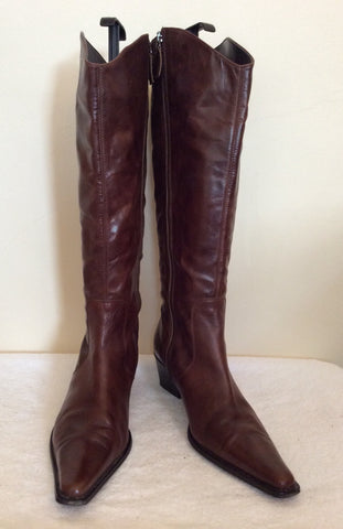 Marks & Spencer Dark Brown Leather Knee High Boots Size 8/42 - Whispers Dress Agency - Womens Boots - 3