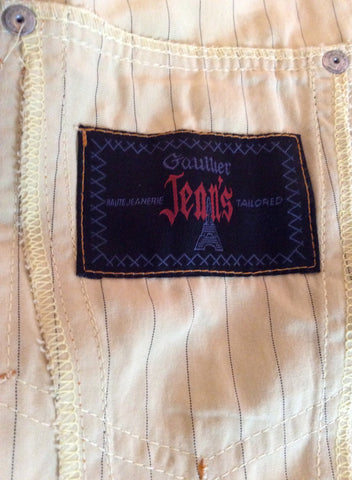 Gaultier Jeans Buttermilk Pinstripe Crop Jacket Size 40 UK 12 - Whispers Dress Agency - Sold - 5