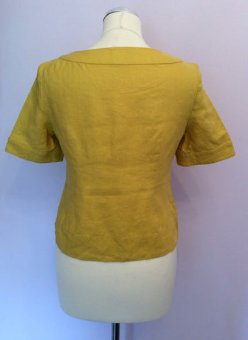 HOBBS MUSTARD YELLOW SHORT SLEEVE LINEN TOP SIZE 8 - Whispers Dress Agency - Womens Tops - 2