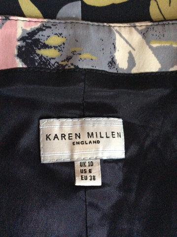 Karen Millen Black & Pink Floral Print V Neck Top Size 10 - Whispers Dress Agency - Womens Tops - 4