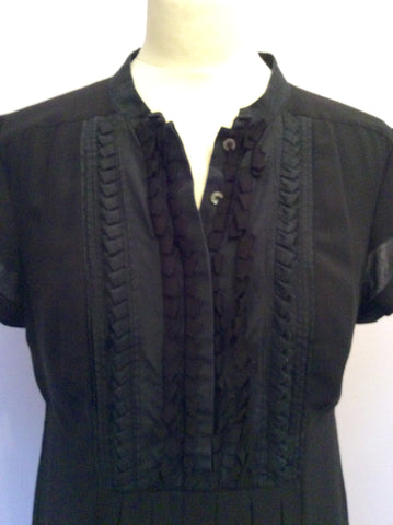 Ted Baker Black Pleated Trim Tea Dress Size 4 UK 12 - Whispers Dress Agency - Sold - 2