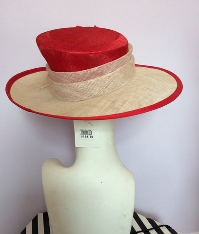 Brand New J.Bees Milinery Red & Cream Formal Hat - Whispers Dress Agency - Sold - 3
