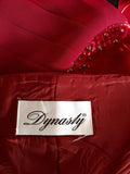DYNASTY DARK RED SATIN BUSTIER, LONG SKIRT & WRAP SIZE 16 FIT 14 - Whispers Dress Agency - Womens Eveningwear - 7