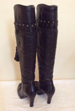 Kurt Geiger Black Leather Knee High Boots Size 3.5/36 - Whispers Dress Agency - Womens Boots - 4