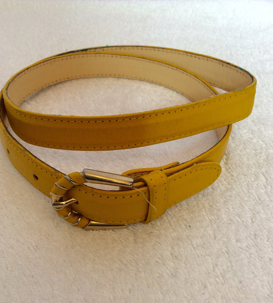 Vintage Jaeger Yellow Thin Leather Belt Size 30" - Whispers Dress Agency - Sold