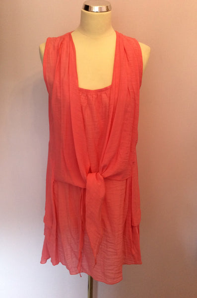 Mint Velvet Coral Pink Tie Front Sleeveless Top Size 14 - Whispers Dress Agency - Sold - 1
