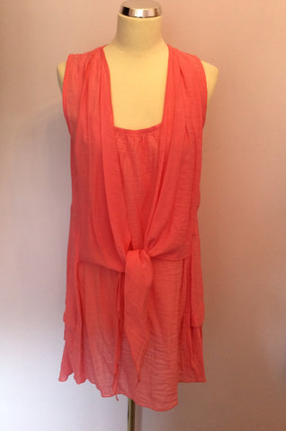 Mint Velvet Coral Pink Tie Front Sleeveless Top Size 14 - Whispers Dress Agency - Sold - 1