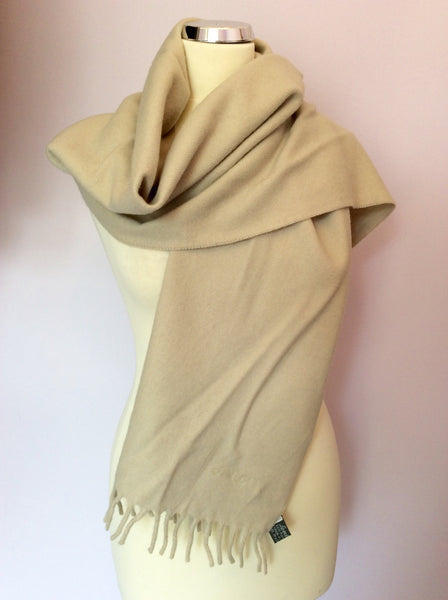 Vintage Jaeger Beige Lambswool Scarf - Whispers Dress Agency - Sold
