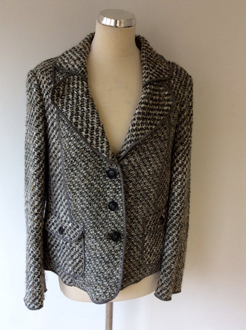 CATHERINA HEPTER DARK GREY WEAVE WOOL BLEND JACKET SIZE 16