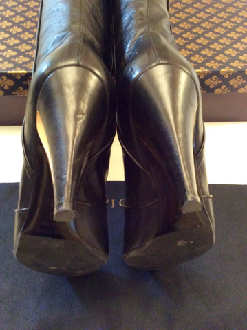 Patrick Cox Black Leather Knee Length Boots Size 5/38 - Whispers Dress Agency - Sold - 5