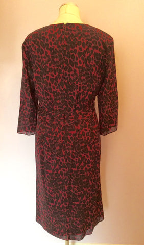 Laura Ashley Claret & Black Print Silk Dress Size 14 - Whispers Dress Agency - Womens Dresses - 2