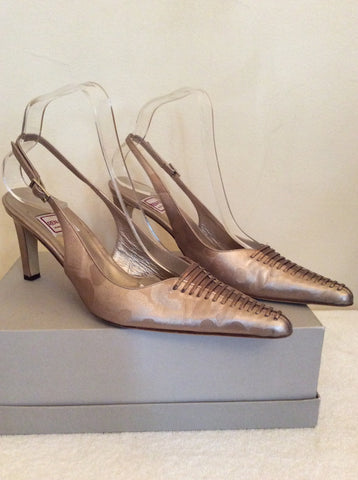 Renata Pale Gold Leather Slingback Heels Size 6/39 - Whispers Dress Agency - Womens Heels - 2