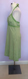 Boden Green & White Floral Print Cotton Halterneck Dress Size 12R - Whispers Dress Agency - Sold - 2