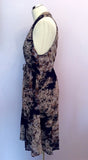 Per Una Navy Blue & Beige Print Dress Size 18 - Whispers Dress Agency - Sold - 2