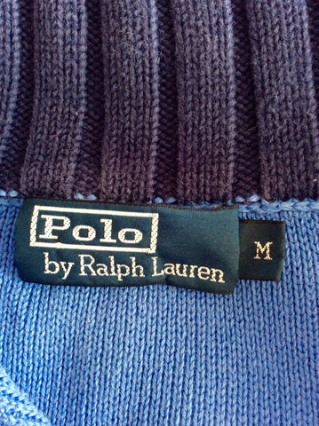 Ralph Lauren Blue Zip Neck Jumper Size M - Whispers Dress Agency - Sold - 3