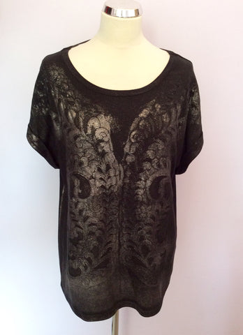 Brand New Betty Barclay Black & Silver Print Short Sleeve Top Size 14 - Whispers Dress Agency - Womens Tops - 1
