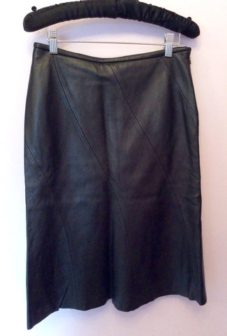 MNG Black Leather Knee Length Skirt Size 10 - Whispers Dress Agency - Womens Skirts - 1