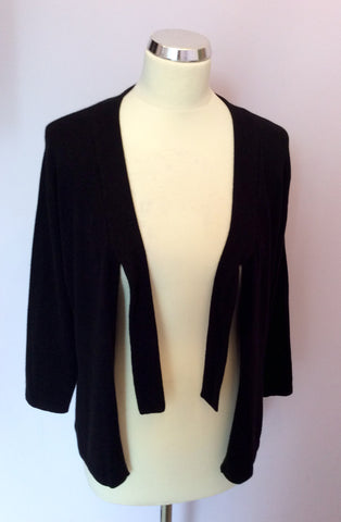 Jaeger Black Silk & Cashmere Tie Front Cardigan Size M - Whispers Dress Agency - Sold - 2