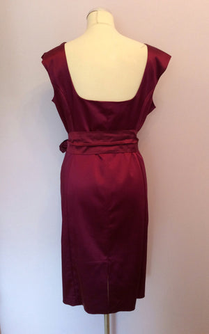 Coast Dark Red Wine Pencil Dress With Sash Belt Size 18 - Whispers Dress Agency - Sold - 2