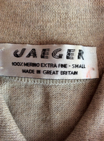 Vintage Jaeger Beige Merino Wool Short Sleeve Jumper Size S - Whispers Dress Agency - Sold - 2