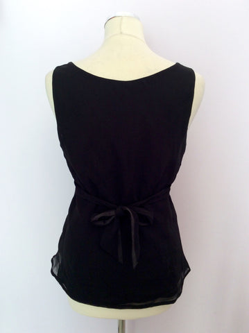 COAST BLACK FLOWER CORSAGE TRIM V NECK TOP SIZE 12 - Whispers Dress Agency - Womens Tops - 2