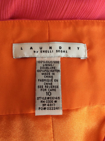 Laundry By Shelli Segal Pink & Orange Silk Dress Size 14 - Whispers Dress Agency - Womens Dresses - 6