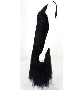 Monsoon black net overlay evening dress size 8 - Whispers Dress Agency - Womens Dresses - 2