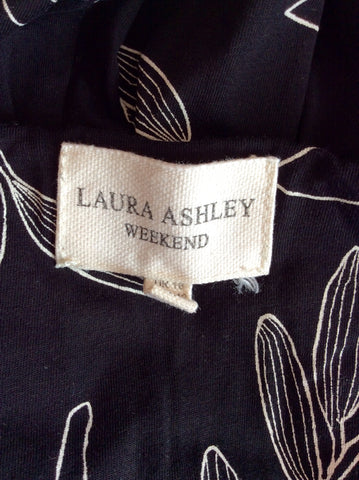 Laura Ashley Black & White Floral Print Long Top Size 16 - Whispers Dress Agency - Womens Tops - 3