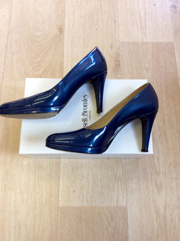 RUSSELL & BROMLEY BLUE PATENT LEATHER HEELS SIZE 6/39 - Whispers Dress Agency - Womens Heels - 4