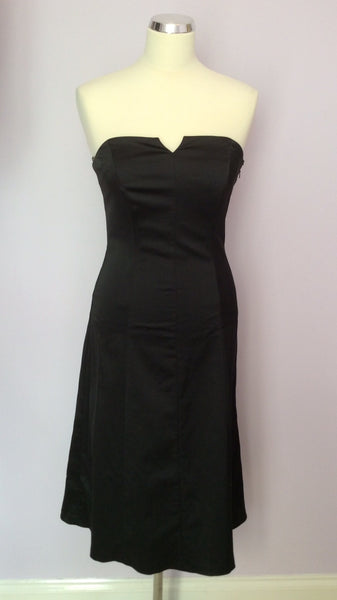 Coast Black Matt Satin Strapless Dress Size 10 - Whispers Dress Agency - Womens Eveningwear - 1