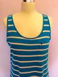 Jack Wills Turquoise & White Stripe Stretch Jersey Dress Size 12 - Whispers Dress Agency - Sold - 2